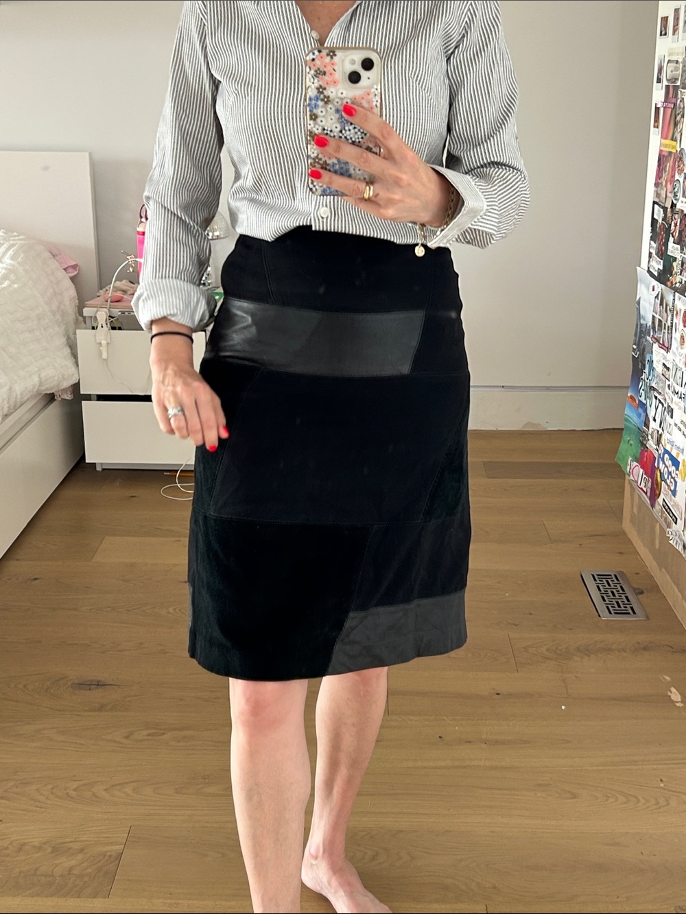 Piazza Sempione Black Patchwork A-Line Skirt